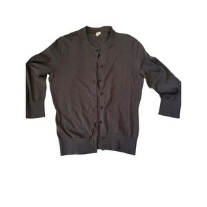 J. Crew‎ Cardigan Sweater Women's Size S Dark Gray Button Front Cotton
